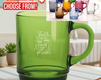 Faith Makes Things Possible– Personalized Christian Mug – Laser Engraved 8.75 oz Coffee Mug, Custom Religious Gift, Faith-Based Drinkware