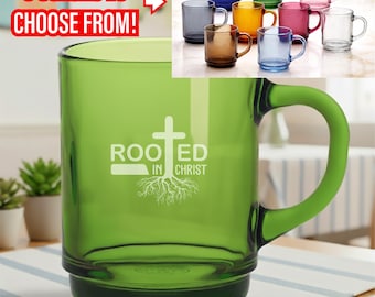 Rooted in Christ – Personalized Christian Mug – Laser Engraved 8.75 oz Coffee Mug, Custom Religious Gift Faith-Based Drinkware