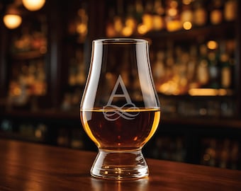 Etched Glencairn Whiskey Glass: Custom Monogram Stölzle Crystal