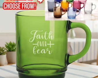 Faith Over Fear – Personalized Christian Mug – Laser Engraved 8.75 oz Coffee Mug, Custom Religious Gift, Faith-Based Drinkware