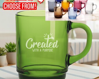 Created with A Purpose – Personalized Christian Mug – Laser Engraved 8.75 oz Coffee Mug, Custom Religious Gift Faith-Based Drinkware