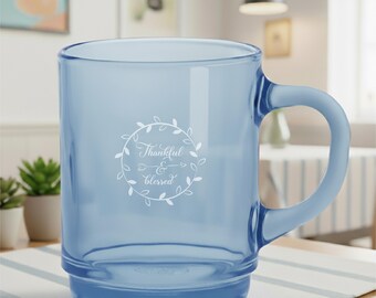 Thankful & Blessed – Personalized Christian Mug – Laser Engraved 8.75 oz Coffee Mug, Custom Religious Gift, Faith-Based Drinkware