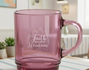 Faith Can Move Mountains – Personalized Christian Mug – Laser Engraved 8.75 oz Coffee Mug, Custom Religious Gift, Faith-Based Drinkware