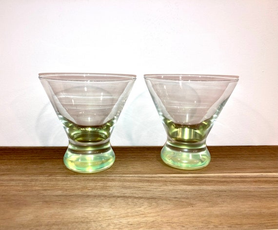 Short-stemmed Orange and Green Martini Glasses set of 4 