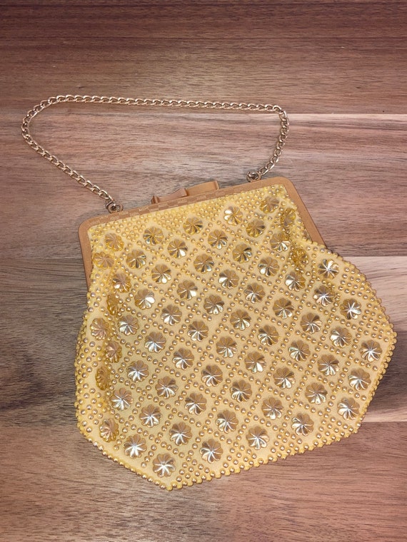 Vintage Gold Beaded Chain Purse