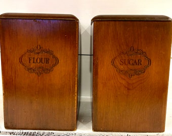 Vintage Wood Flour/Sugar Containers