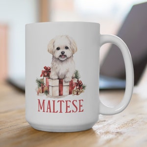 Maltese Coffee Cup, Mug 15oz, Hot Cocoa Mug, Coffee Cup, Maltese Coffee Mug, 15 oz coffee mug, Dog Lover, Christmas 2023, Maltese