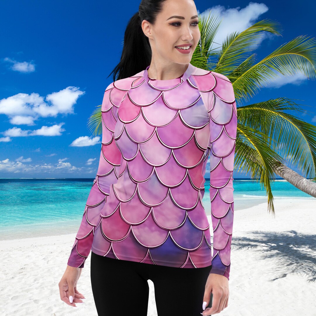 Pink Mermaid Women's Rash Guard, SPF 50+, Swimwear for Women, Rashguard ...