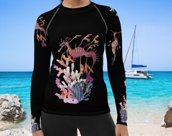 Sea Dragon Women's Rash Guard, SPF 50+, Swimwear for Women, Rashguard, Scuba Diving, Beach, Cruise, Lake, Boat, Workout, Water Sports