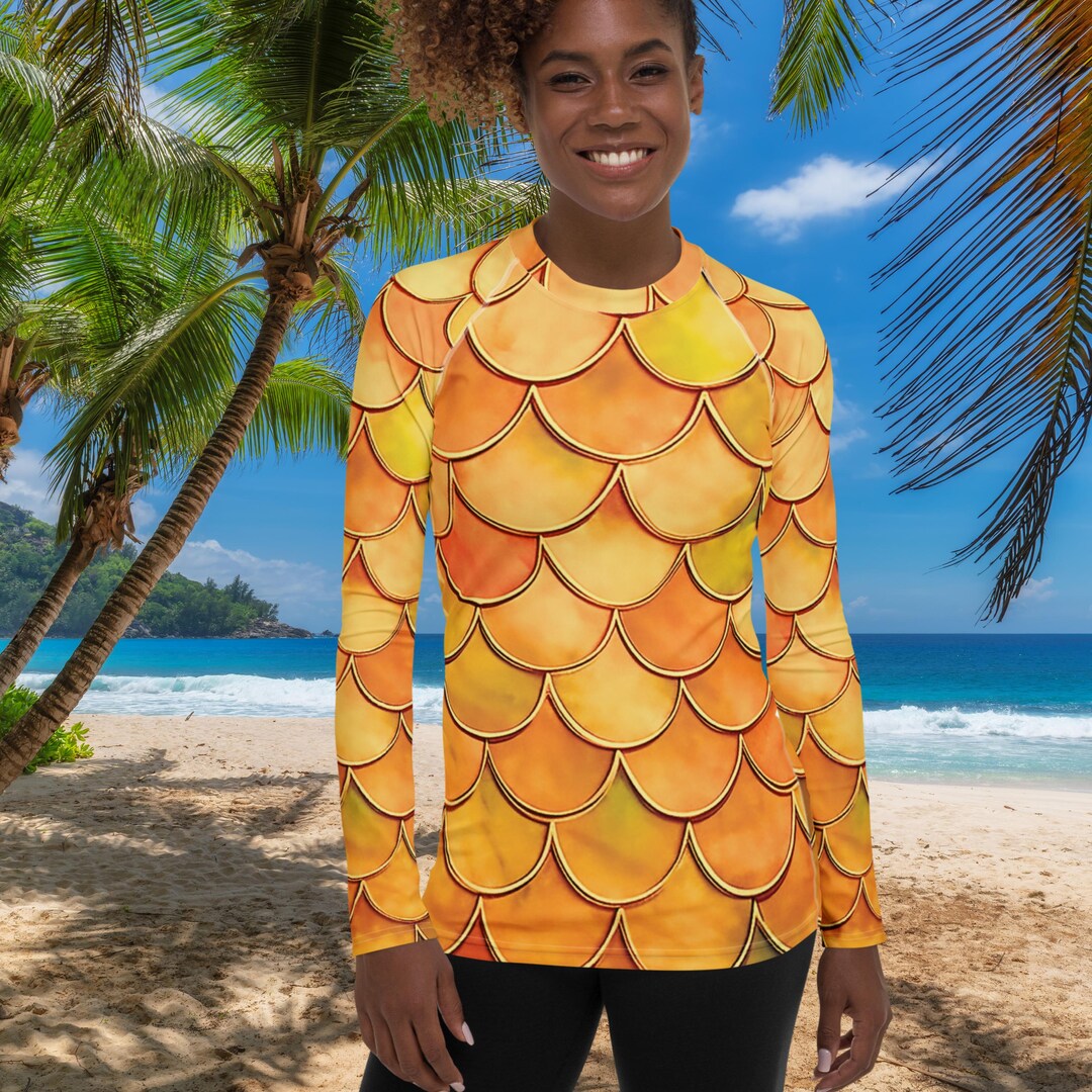 Orange Mermaid Women's Rash Guard, SPF 50+, Swimwear for Women ...