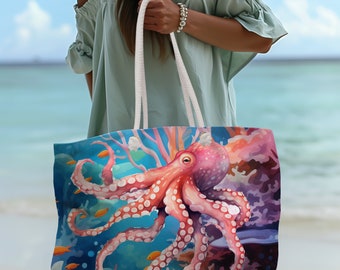 Octopus Reef 1 Oversized Beach Bag, Family Cruise Vacation Boat Pool Light Travel Multi-Purpose Tote Bag, Gift for Mom, Sister, Friend