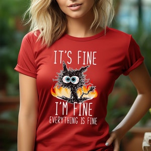 Funny Cat Shirt: "I'm Fine" Graphic Tee, Cat Lover Gift