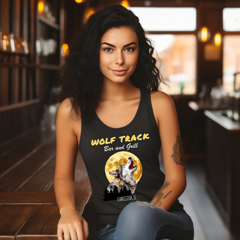 Wolf Track Bar and Grill Tank Top Unisex Light-weight Shirt, Charleston