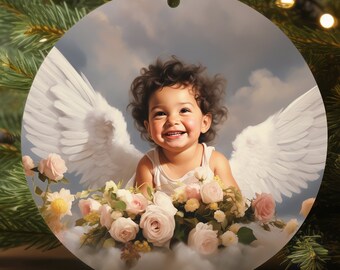 Angel Baby Ceramic Christmas Ornament: Angel Tree Decor