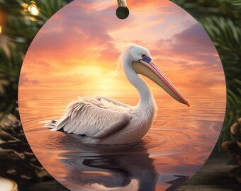 Pelican, Ornament, Christmas 2024, Christmas Gift, Bird Christmas Ornament, Bird Tree Decor, Coastal Decor, Seabird, Bird Lover Ornament