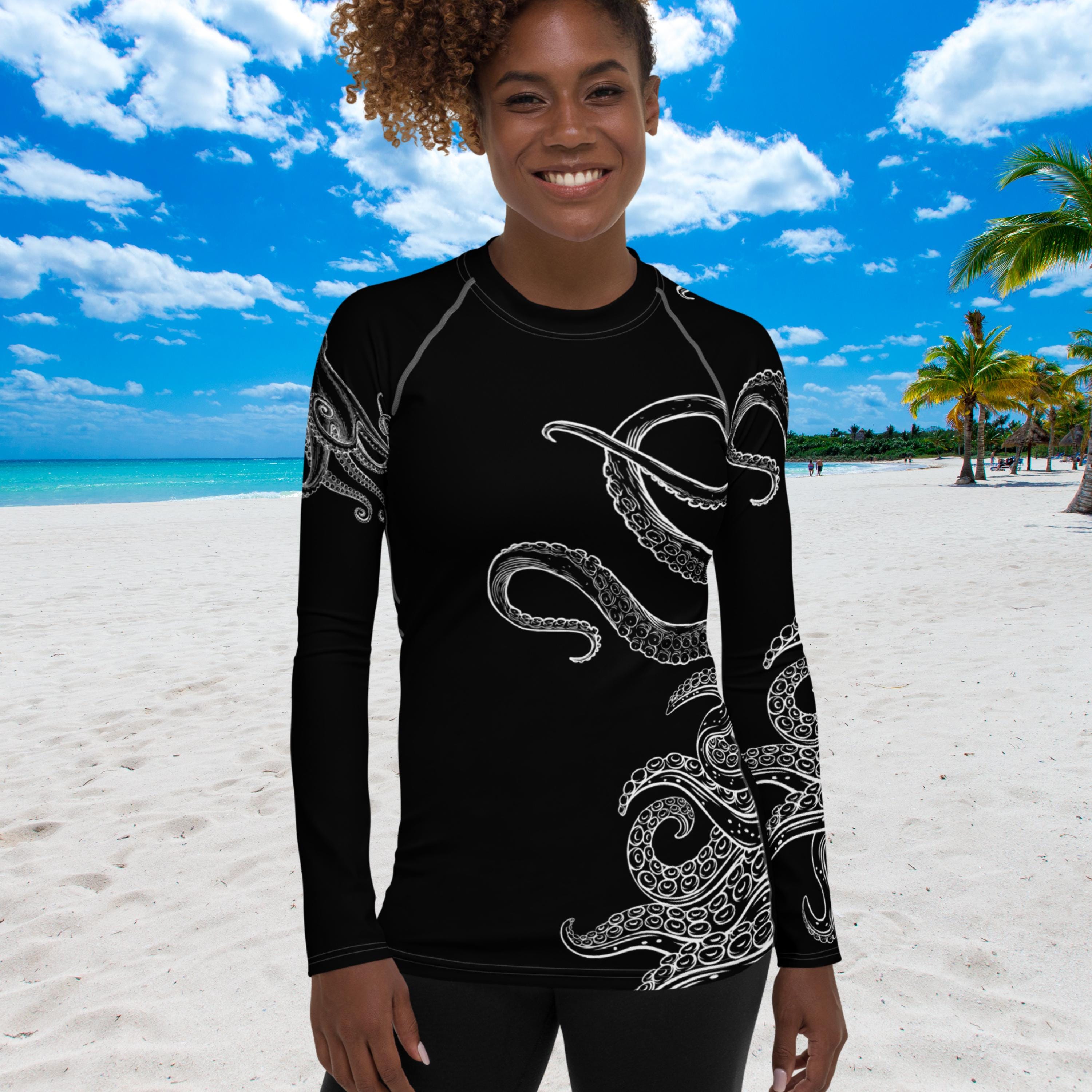 Midnight Octopus Women's Rash Guard, SPF 50+, Swimwear for Women