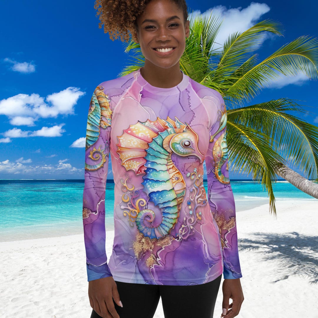 Seahorse 1 Women's Rash Guard, SPF 50+, Swimwear for Women, Rashguard ...