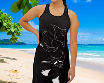 Manta Ray Tank Dress: abito estivo con schiena incrociata da donna, copricostume da spiaggia