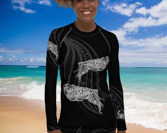 Cuttlefish Women's Rash Guard, SPF 50+, Swimwear for Women, Rashguard, Scuba Diving, Beach, Cruise, Lake, Boat, Workout, Water Sports