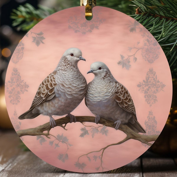 Two Turtle Doves Ornament, 12 Days of Christmas, Second day of Christmas, Ceramic Ornament, Christmas 2023, Christmas Gift