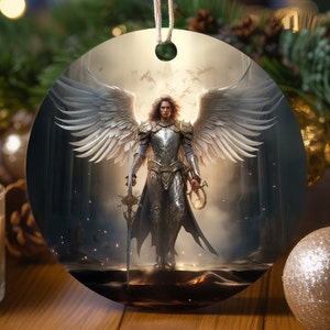 Archangel Michael, Warrior Angel, One Sided Christmas Ornament, Ceramic, Christmas 2024, Christmas Gift, Angel Tree, Angel Ornament