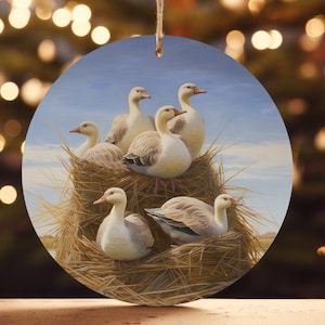 Six Geese Laying Ornament, 12 Days of Christmas, Sixth day of Christmas, Ceramic Ornament, Christmas 2024, Christmas Gift