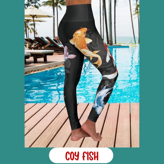 Midnight Koi Fish Swimwear Leggings for Women for Beach Cruise Lake Boat Scuba Diving Workout Yoga Leggings Water Sports Soft Stretch Etsy Canada