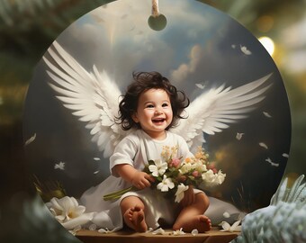 Angel Baby Ceramic Christmas Ornament: Holiday Tree Decoration