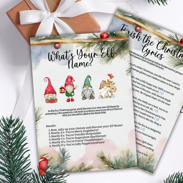 Set of 6 christmas fun games, office christmas party games, Christmas party games for family, Christmas games printable for social gathering