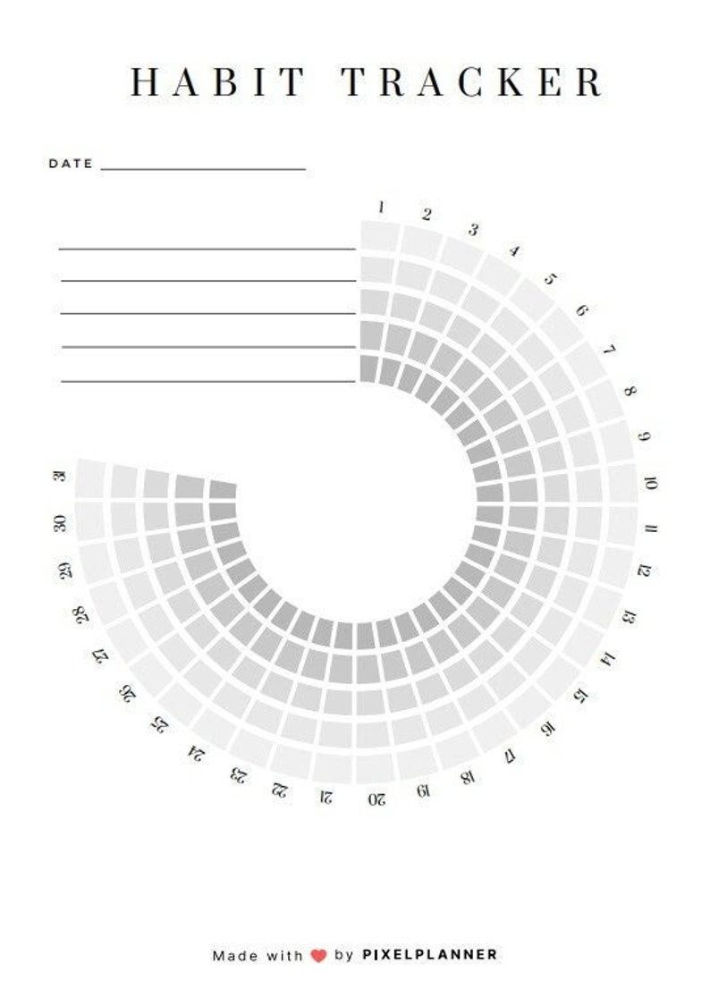 Habit Tracker White Digital Printable A4 Size Instant Download - Etsy
