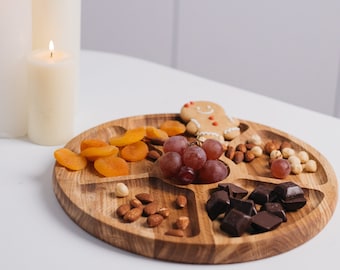 Planche de service à café élégante avec plateau de service en bois, idéale pour l'heure du thé et les assiettes à apéritif - Rangement parfait pour la cuisine et cadeau unique