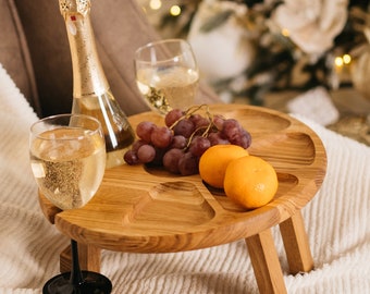 Wine personalize gifts, Wooden folding wine picnic table, Wine lover gift, Serving Plate For Fruits, Patio furniture portable, Wine caddy