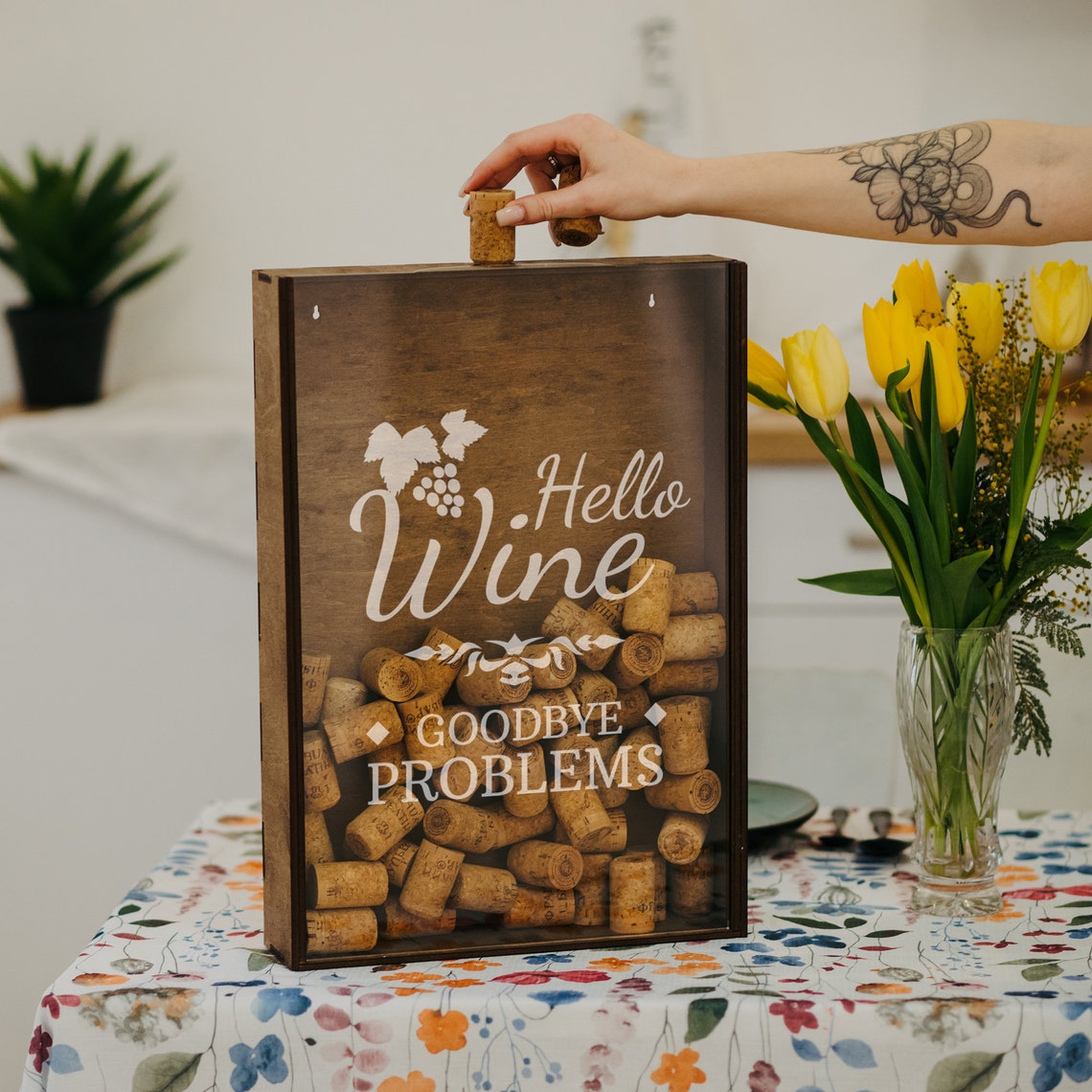 Wedding Guest Book for Wine Lovers Gift, Wine Cork Holder, Wine Cork
