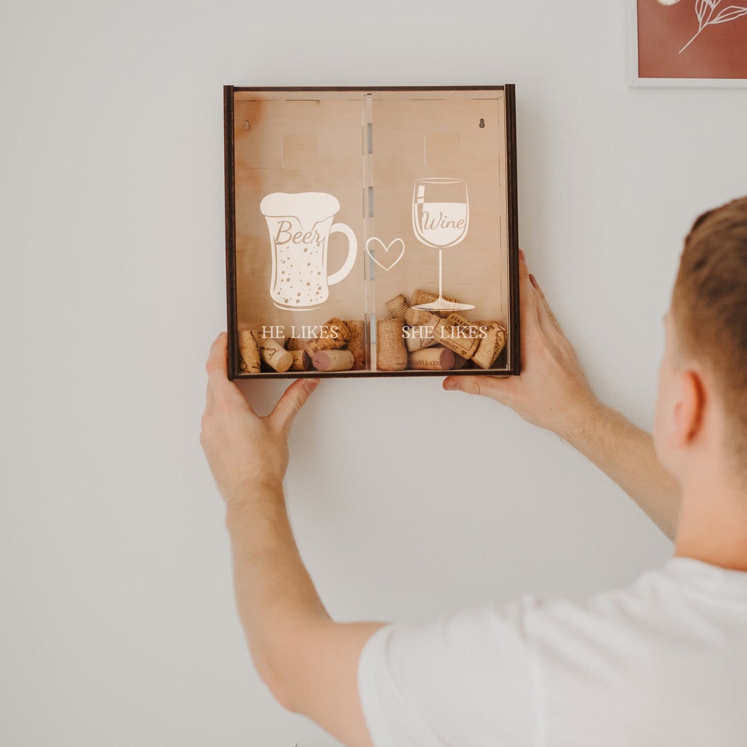 Personalized Wine Cork Holder, Rustic Wine Cork Storage, Wall Art Cork