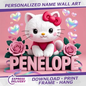 Personalized Name Cute Kitty Art (Digital Download)