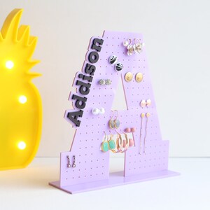 Personalized Letter Earring Holder, Earring Stand, Acrylic Jewelry ...