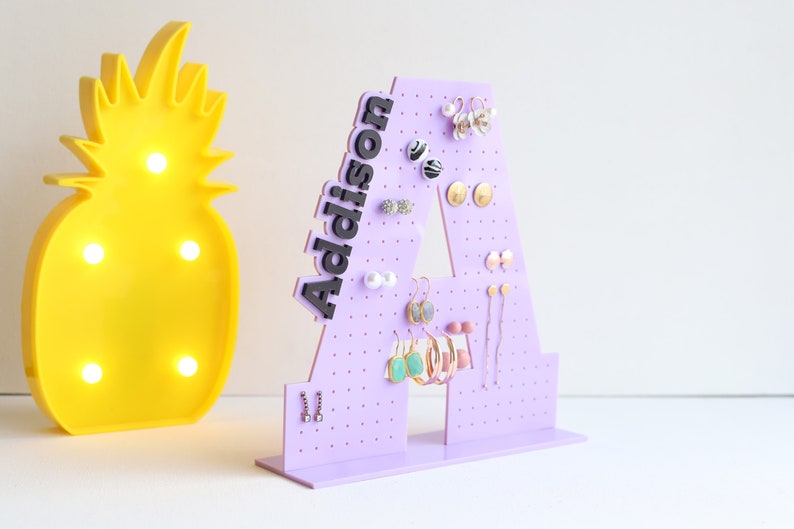 Personalized Letter Earring Holder, Earring Stand, Acrylic Jewelry ...