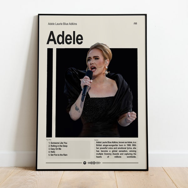Adele Poster, Künstlerplakat, Musikplakat, Musikwandkunst, Schlafzimmerkunst, Schlafzimmerplakat, Mannhöhlenkunst,