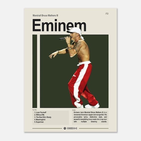 Eminem Poster, Artist Poster, Music Poster, Music Wall Art, Bedroom Poster,  Man Cave Art, 
