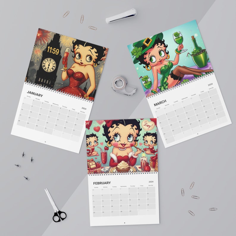 Standard Wall Calendar 2024 Betty Boop alike Unique Gift Idea Etsy