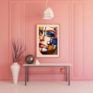 Digital Abstract Woman Art | Colorful Portrait PDF | Printable Wall Art | Modern Face Poster for Home Decor, Printable Colorful Portrait