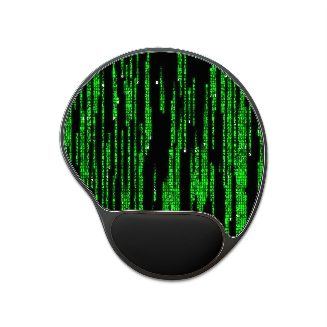 The Matrix Green Code Mouse Pad With Wrist Rest Etsy