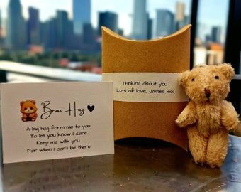 Cute Little Pocket Bear Hug - Missing You Gift - Thinking About You Gift - Mental Health Support Gift - Tiny Teddy Bear - Pocket Hug