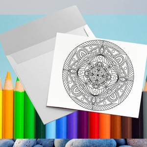 Pattern notecard, Colour your own Card, DIY greetings card, printable card, instant download