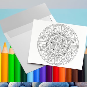 Pattern notecard, Colour your own Card, DIY greetings card, printable card, instant download