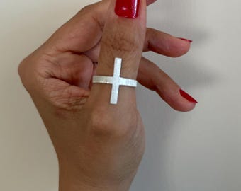 Sterling Silver Cross Thumb Ring