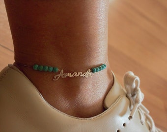 Silver Name Anklet, Sterling Silver Anklet, Custom Name Anklet, Personalized Jewelry for Women