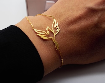 14K Gold Phoenix Bird Bracelet