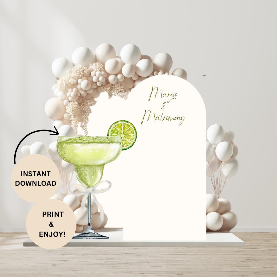 Margarita Cutout with Bow | Margs & Matrimony Party Decor | Bridal Shower | Bachelorette | 48” Digital File | Instant Download