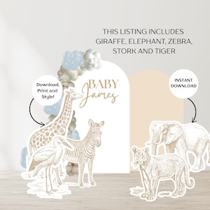 Safari Animal Cutouts: Chinoiserie Toile de Jouy Party Decor (Digital Download)
